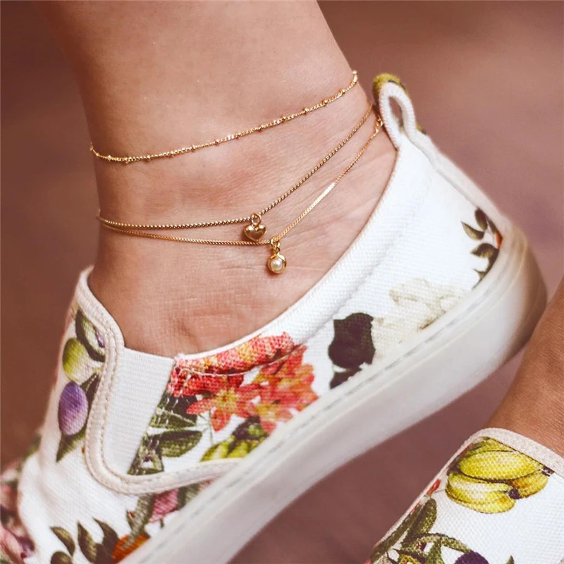 3 шт./компл. браслет на щиколотку набор в стиле Бохо ювелирных цепочек любящее