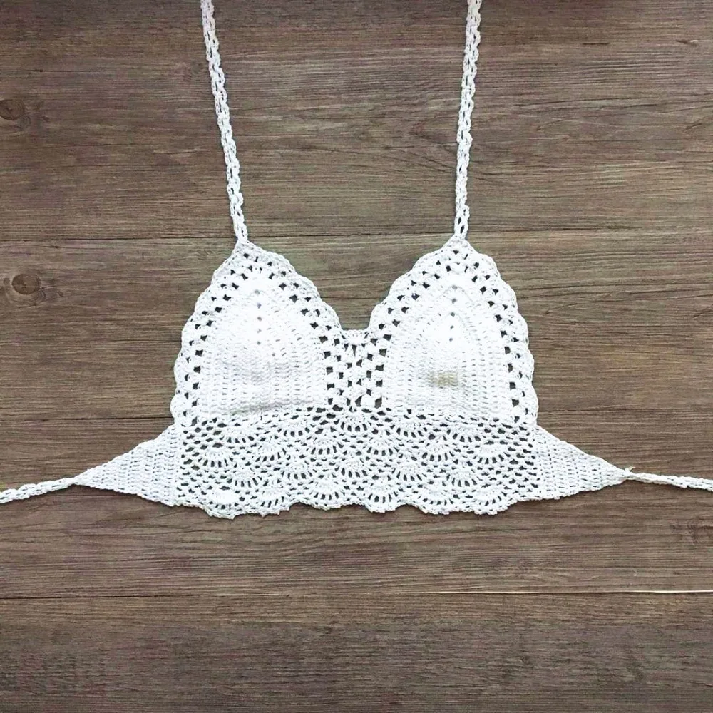 Вязаный крючком сексуальный купальник женский ручной работы бикини топ летний