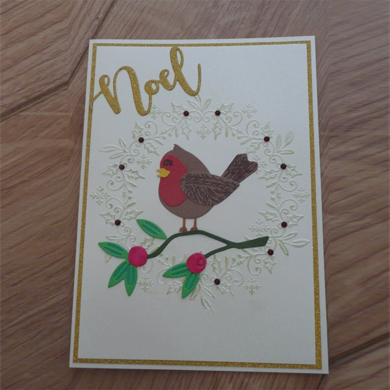 Металлические Вырубные штампы в виде птицы на ветке рождественские вырубки для