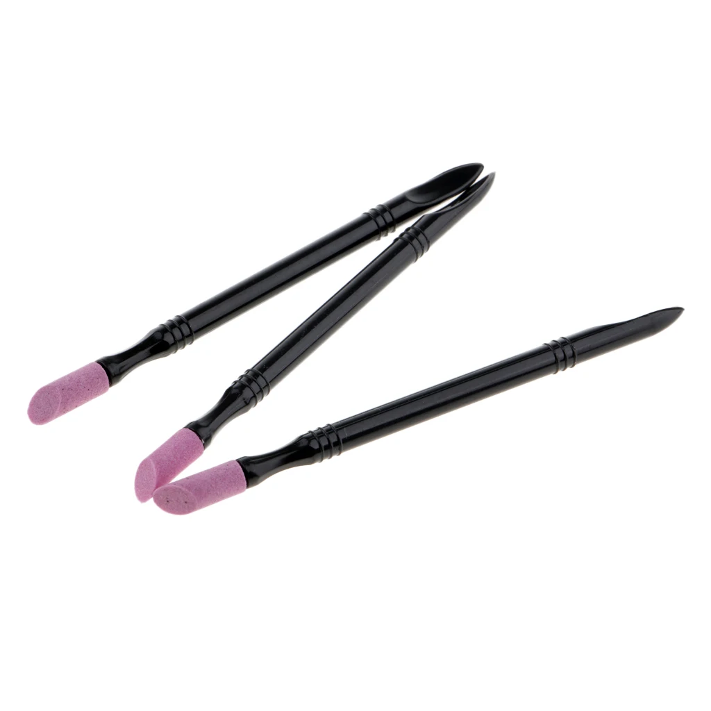 

3x Quartz Stone Scrub Pen Nail Art Cuticle Remover Pusher Trimmer Manicure