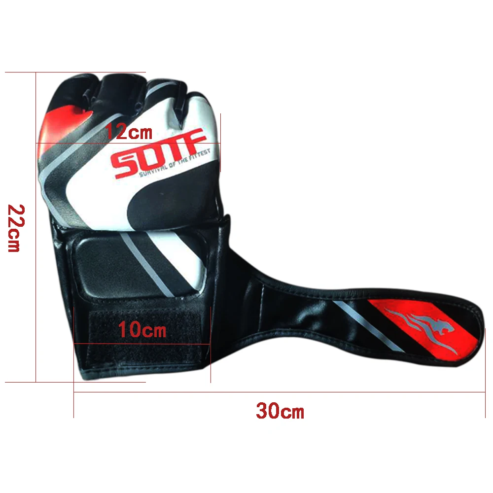 

SOTF MMA Half Finger Fierce Fighting Printing Gloves Tiger Muay Thai Kickboxing Training Competition Boxing Glove Men Sanda mma