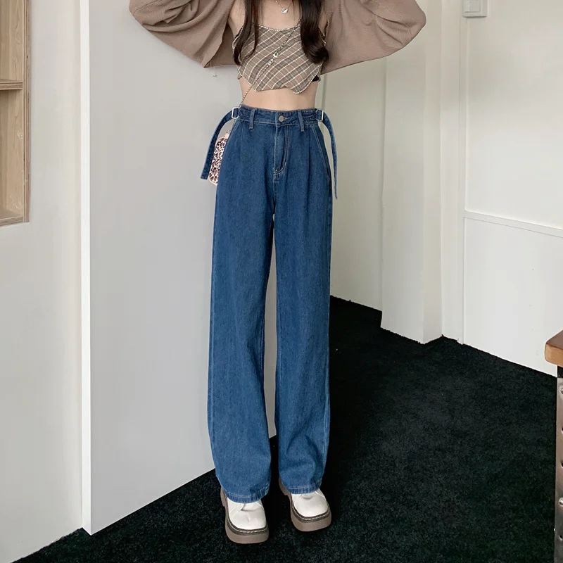 

CMAZ 2021 Woman Jeans High Waist Wide Leg Loose Female Denim Jeans Streetwear Vintage Fashion Straight Pants