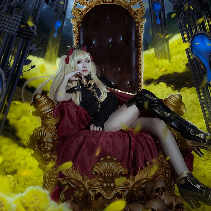 Аниме! Fate/Grand Order Ereshkigal пышный боевой костюм с вышитым рисунком Униформа