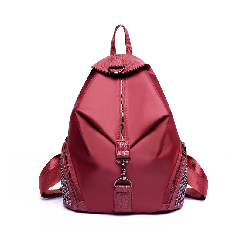 

Rivet nylon Fashion Female PU women backpack casual preppy leather Black Backpacks Leisure travel Ladies Backpack-30