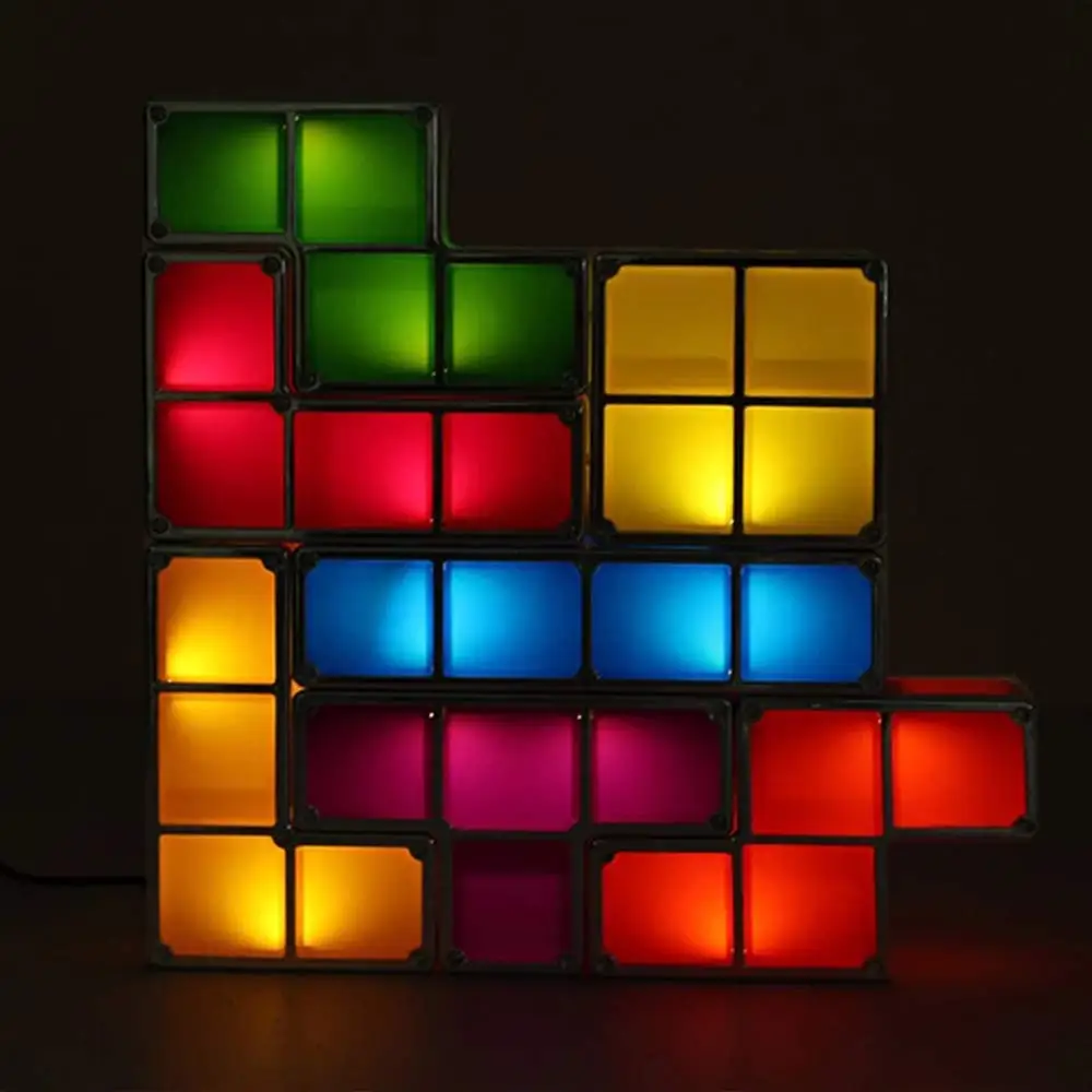 DIY Tetris светильник головоломка Штабелируемый светодиодный настольный
