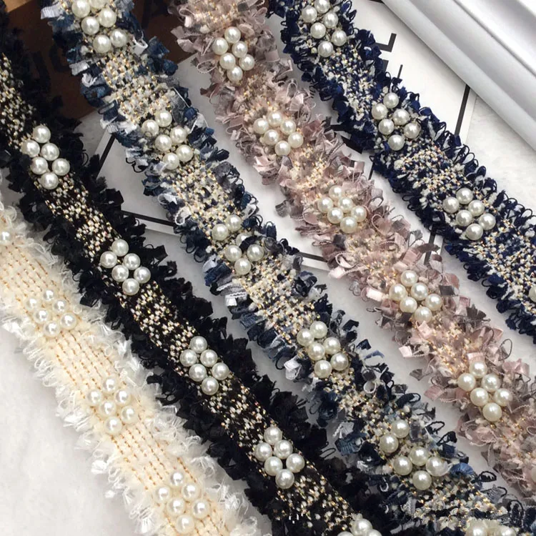 2/4yards Vintage 3cm Pearl Beaded Embroidered Lace Trim Ribbon Scarf Hat Decorative Fabric DIY Dress Sewing Crafts|Кружево| |