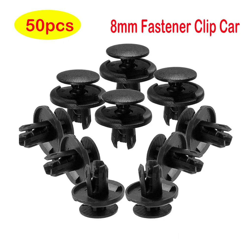 

50pcs Auto Bumper Fastener 8mm Hole Rivet Retainer Push Engine Cover Car Door Trim Panel Fastener Clip Car for Toyota Universal