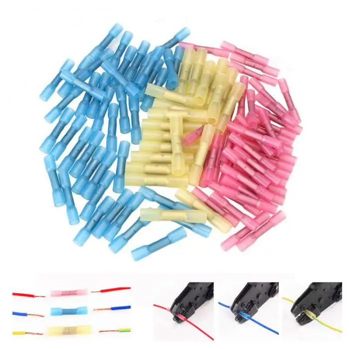 

10PCS Heat Shrink Butt Terminals Insulated Electrical Wire Connectors AWG 22-10 Cable Crimping Terminals Connector Kit