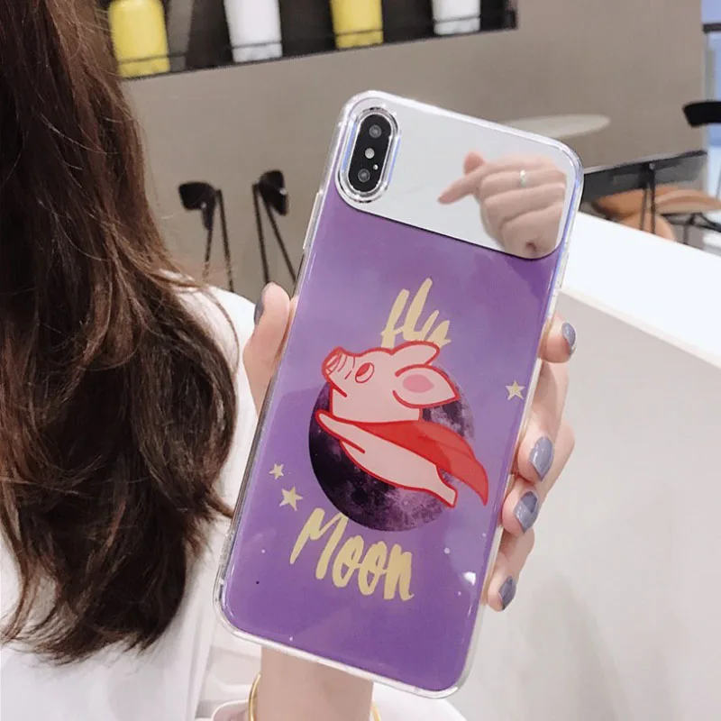 Зеркальные Чехлы для iPhone X Xs MAX XR 11 Pro Роскошный чехол телефона с милым дьявольским