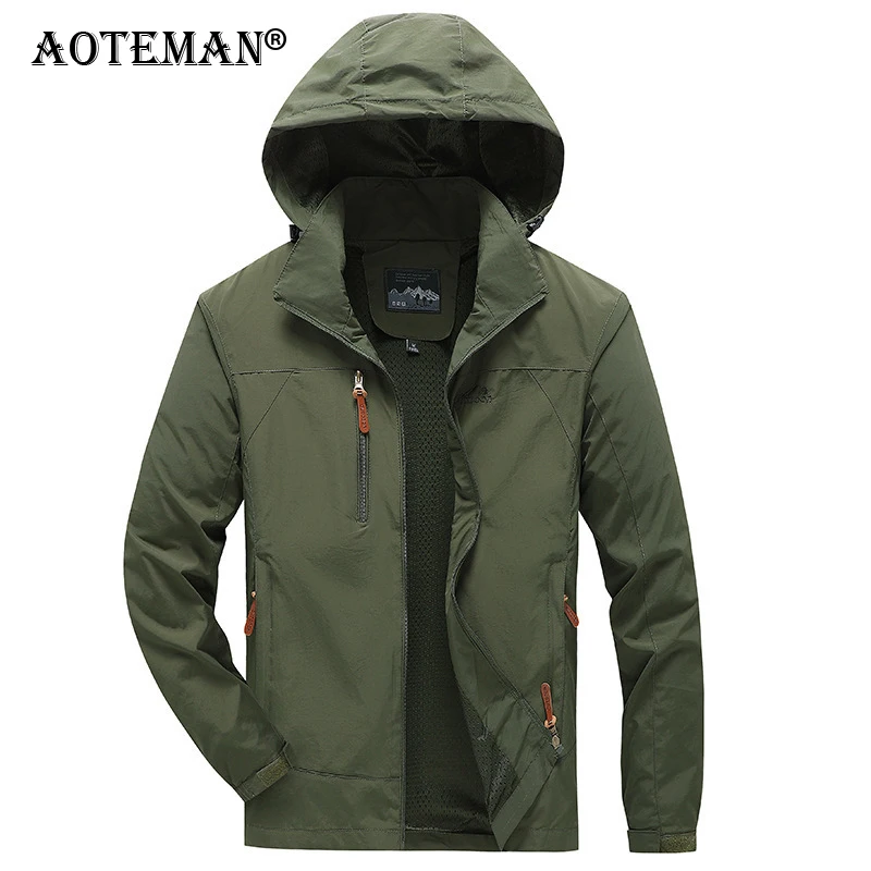 

5XL Men Jacket Waterproof Male Hooded Coat Windbreaker Zipper Autumn Spring Jacket Men Clothing Outdoor Sport Windproof LM511