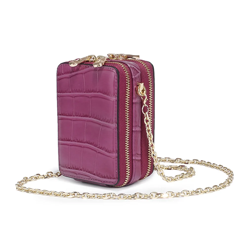 

Lady Luxury Designer Makeup Pouch Genuine Leather Lipstick Girls' Clutch Cosmetic Bag Mirror Handbags For Women 2021 Mini Brand