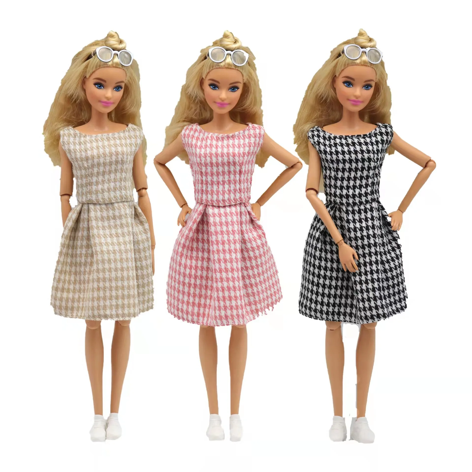 

Houndstooth Plaid 11.5" Doll Dresses For Barbie Doll Outfits Princess Gown 1/6 BJD Dolls Accessories For Barbie Clothes Kids Toy