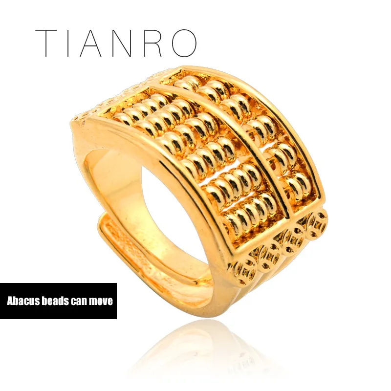 TIANRO движение Abacus бусины для мужчин кольца медь золотистого цвета отверстие