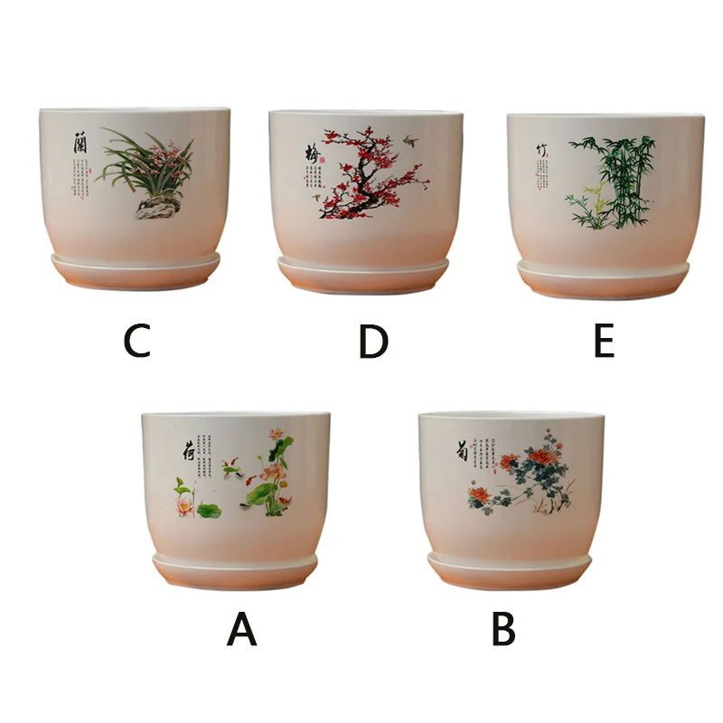 

CXD-Resin Flowerpot For Cactus Succulent Plant Pot Chinese Style Bonsai Pots Flower Pot With Drainage Hole Container Planter