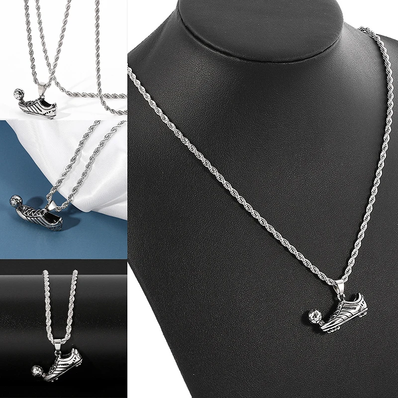 

Fashion Hip-hop Football Shoes Pendant Necklace Sports Player Brazil People Charm Collar Necklace Jewelry Street Boy Chic Gift