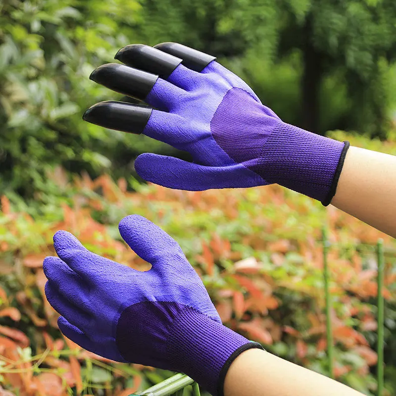 

Garden Gloves Durable Waterproof Rubber Gloves 1 Pairs Digging Gloves with Fingertips Claws 4 Hand Claw ABS Plastic Tools