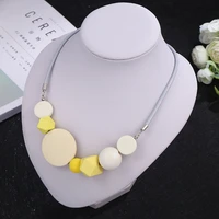 personality fashion wooden geometry frosted bead top grade short accessories necklace female clavicle sweater chain wholes