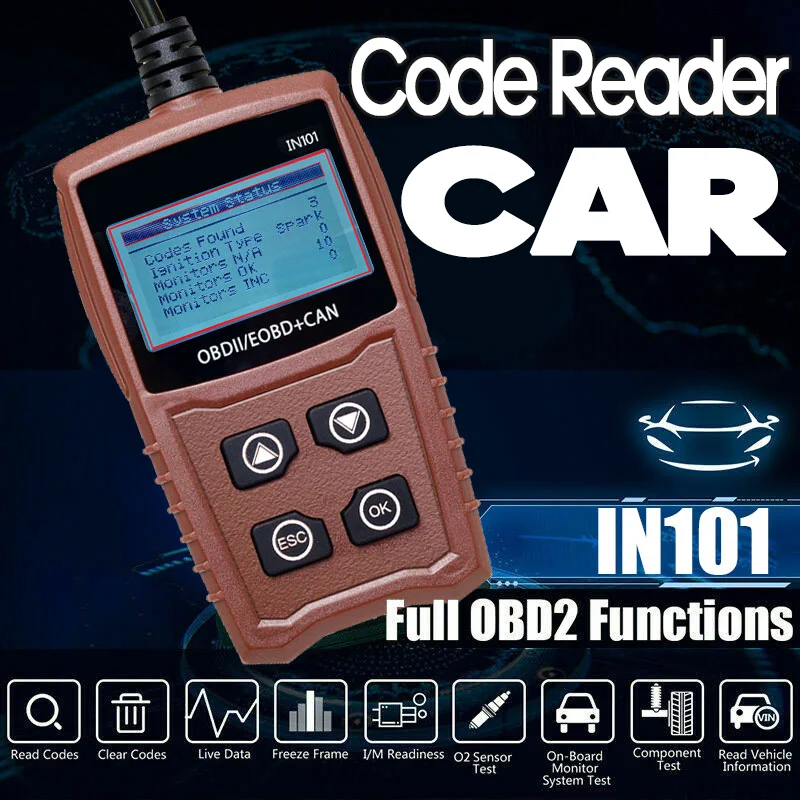 

2022 New IN101 OBD2 Car Reading Card Battery Detector Engine Code Reader Portable Scan Tool Diagnostic Scanner Car Accessories