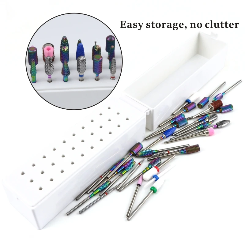 

20/30/48 Holes Nail Drill Bit Holder Storage Box Milling Cutter for Manicure Accessories Stand for Drill Bits Nail Art Equipment