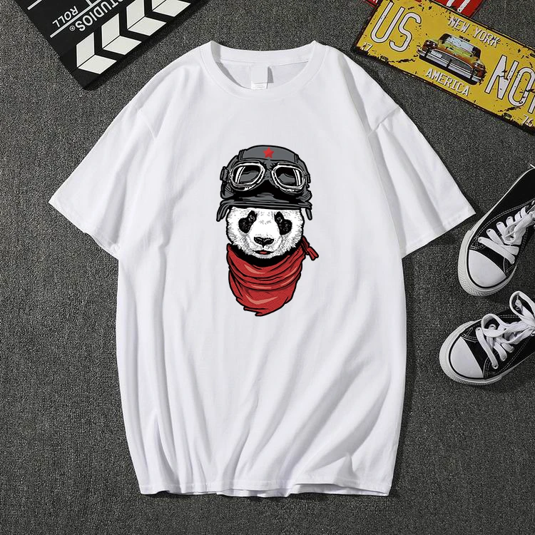 

New summer Cartoon panda men t shirt short sleeve 100% cotton t shirt fashion hip hop loose t-shirt tops tees brand clothing