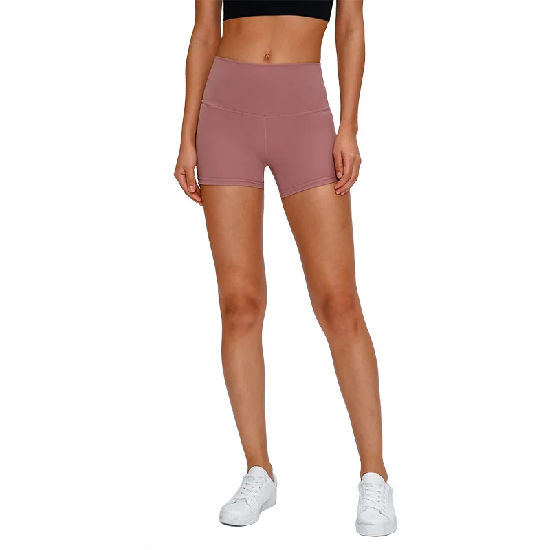 

High-waist hip-lifting elastic slim spring and summer new double-sided sanding yoga shorts running sports three-quarter women