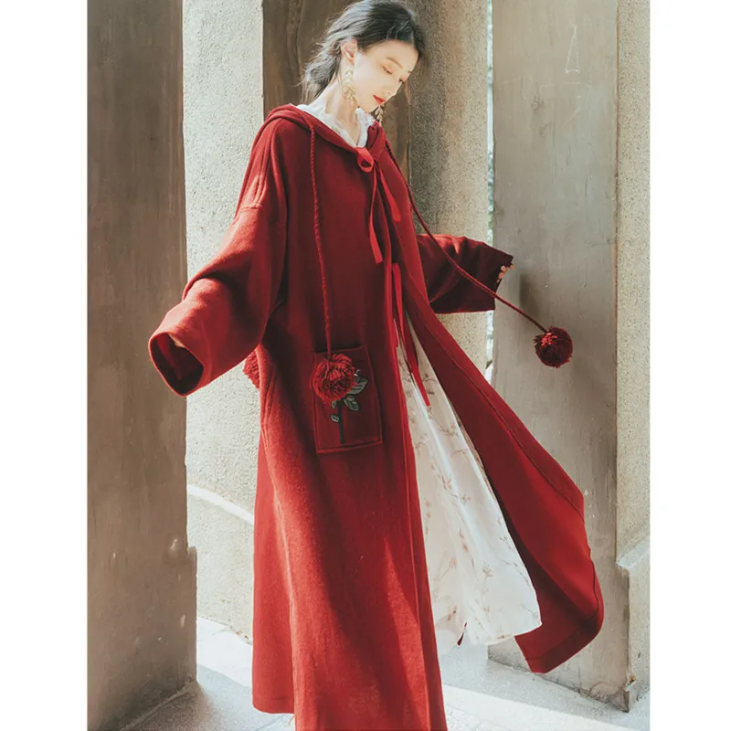 

Возникающие в Свободное длинное ветронепроницаемое пальто, реставрация старинным способом женский осеннее пальто