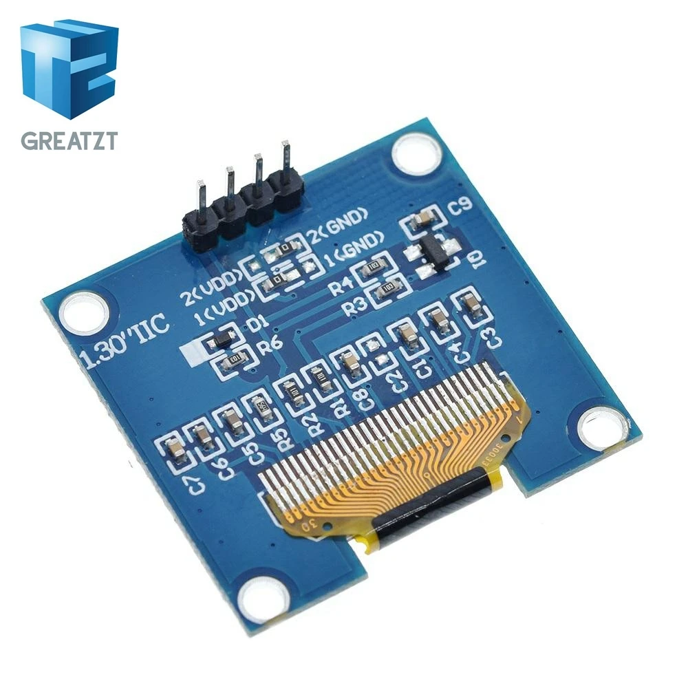 GREATZT 1 шт. 4PIN 1," O светодиодный модуль белый/синий цвет 128X64 1,3 дюймов O светодиодный ЖК-дисплей светодиодный Дисплей модуль 1,3" IIC I2C общаться