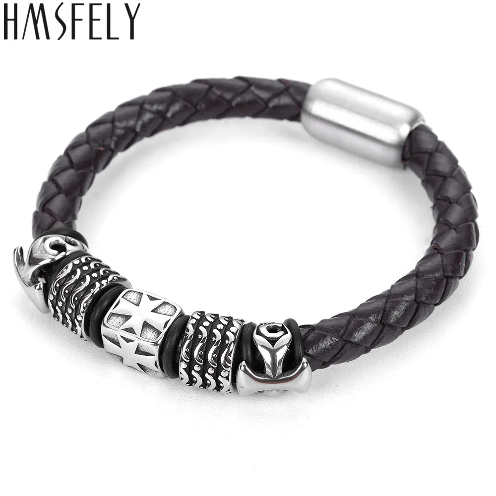 Модный мужской Браслет манжета HMSFELY из нержавеющей стали с перекрестными