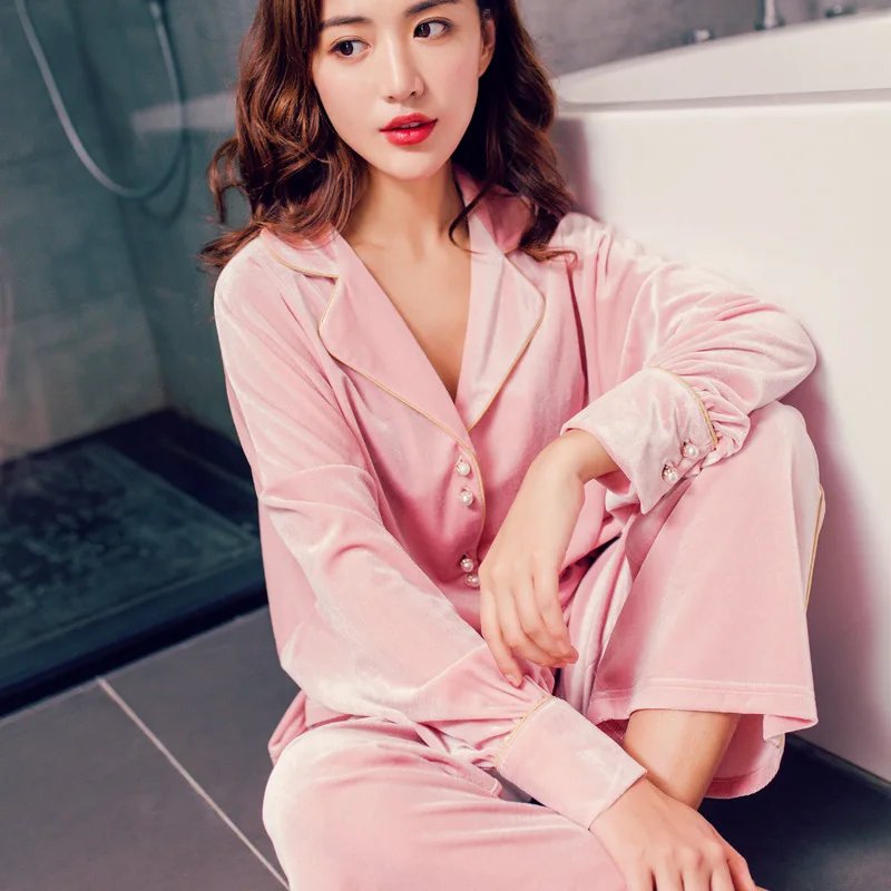 Женский пижамный комплект Feier из двух предметов с начесом и длинным рукавом