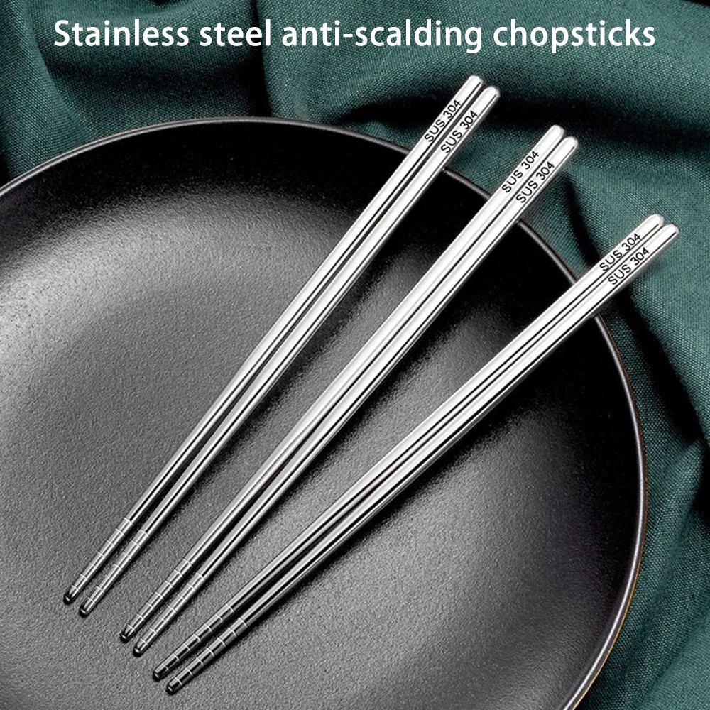 

304 stainless steel chopsticks anti-slip chopsticks hollow anti-scalding chopsticks gift chopsticks 5 pairs