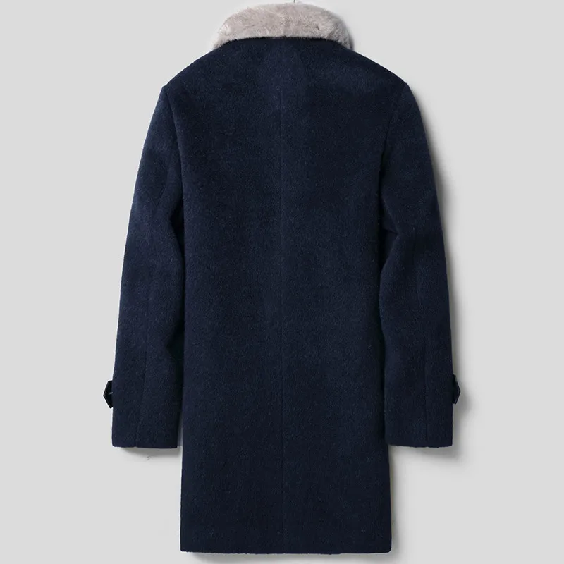 Шерстяное пальто зимняя куртка для мужчин воротник из натурального меха норки