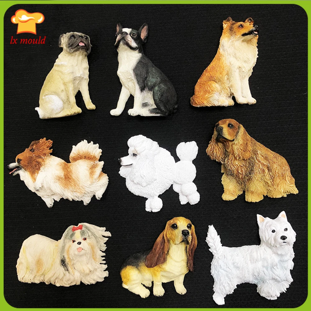

2021New Multi Dog Breed Silicone Mould Doggy Theme Fondant Cake Decorating