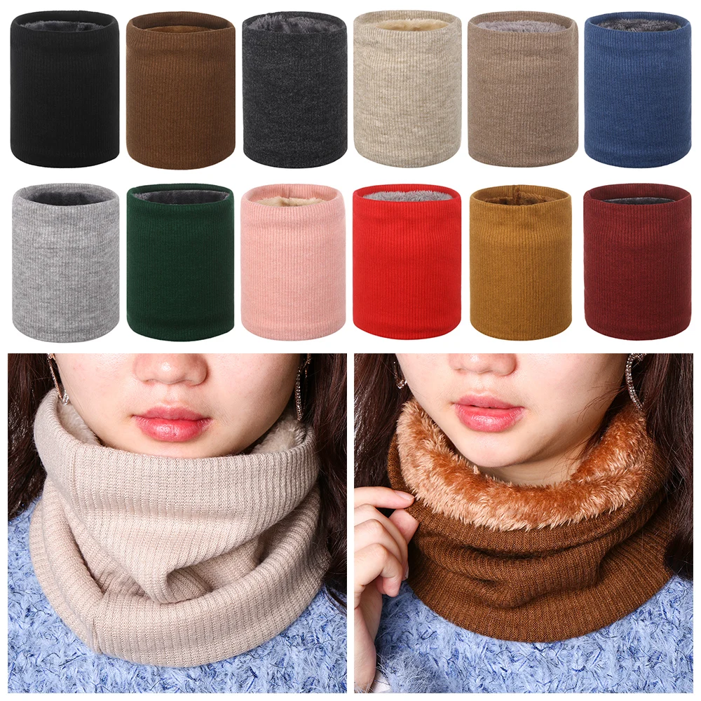 Зимний теплый толстый двухслойный шарф Женский вязаный воротник хомут на шнурке