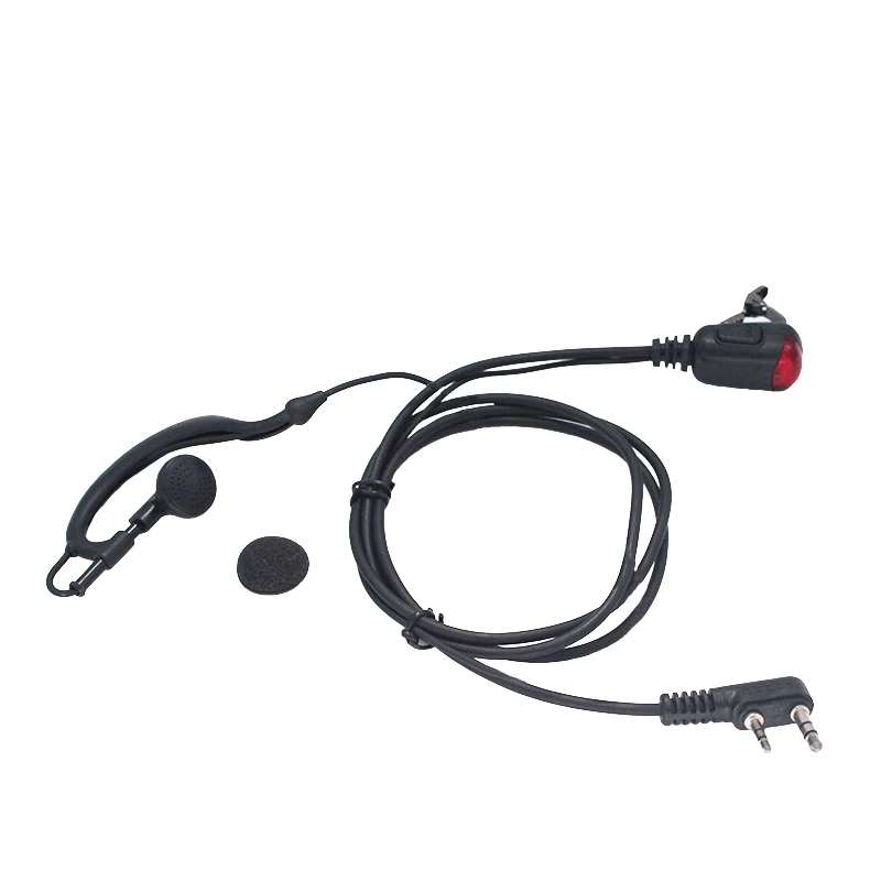 UV-5R BF-888S H-777G Shape Walkie Talkie Earpiece 2 Pin Covert Two Way Radio Headset with PTT Red Mic Head for Baofeng Kenwood