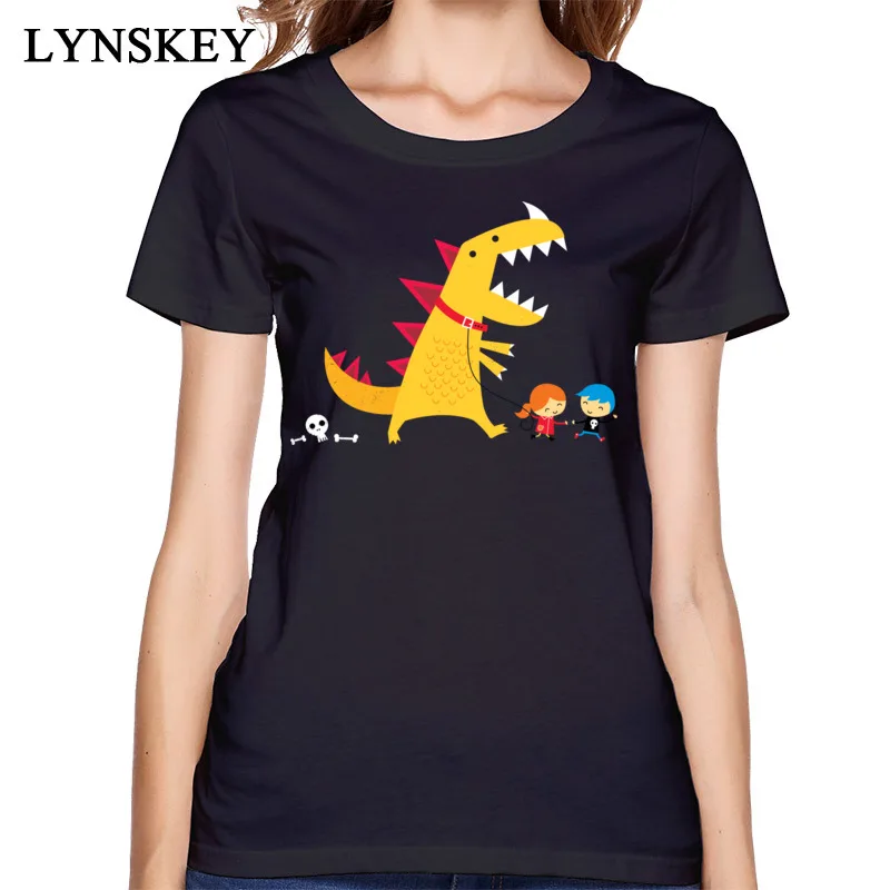 

Kawaii Dino Printed Summer Full Women T-Shirt High Quality 100% Cotton Fabric Cartoon Casual Tops Tees New Coming Famale Shirts