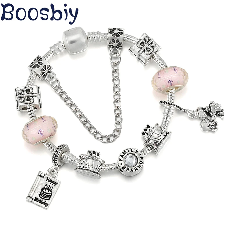 

Новый дизайн, посеребренный браслет с подвесками «Вечная любовь», «сделай сам», романтическое украшение, подарок для пары