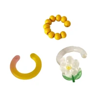 2021 spring and summer new floret resin beading with three pieces of color matching earbone clip
