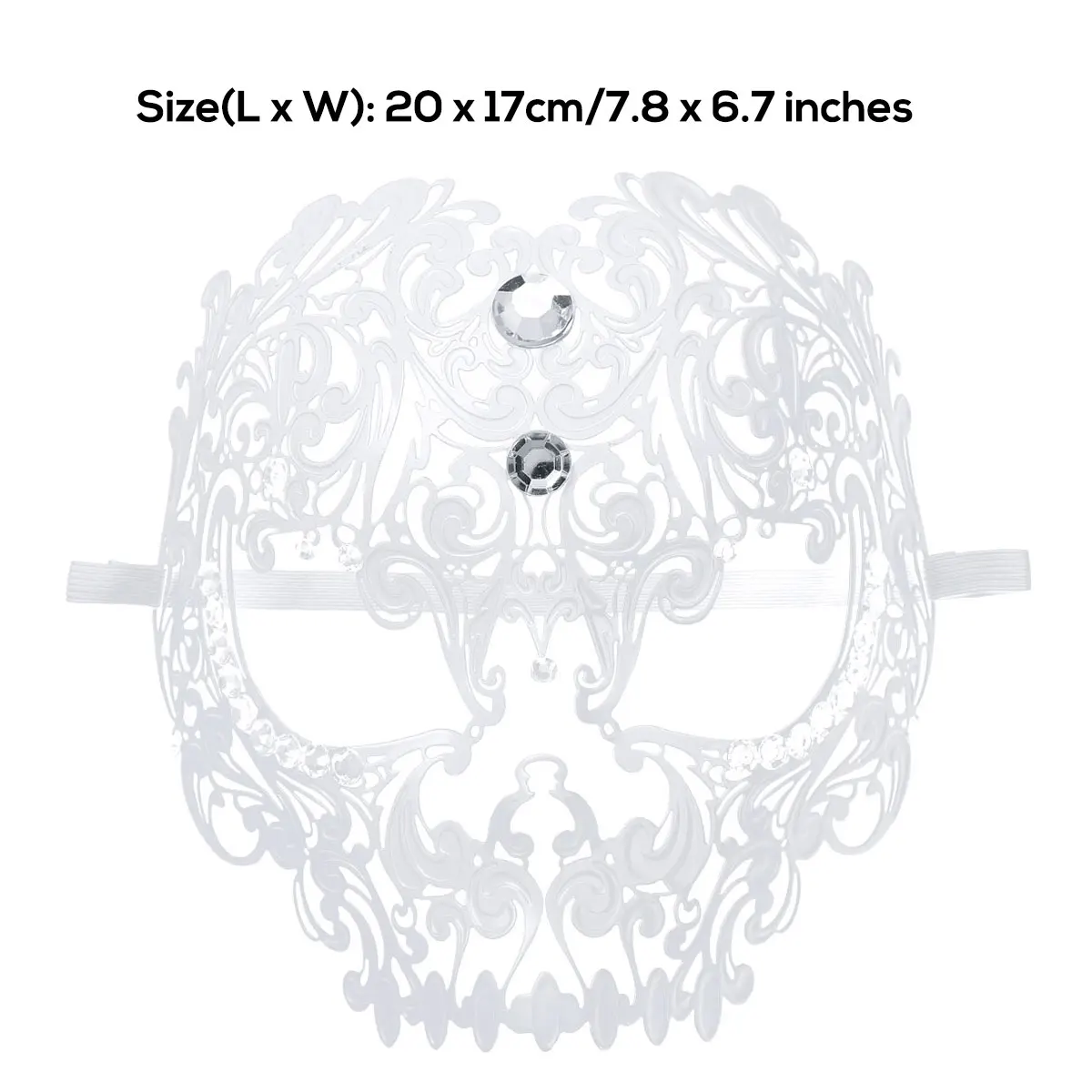 

Unisex Venetian Skull Full Face Eye Mask Adult Erotic Cosplay Props Sexy Hollow Out Metal Laser Cut Facial Cover with Rhinestone