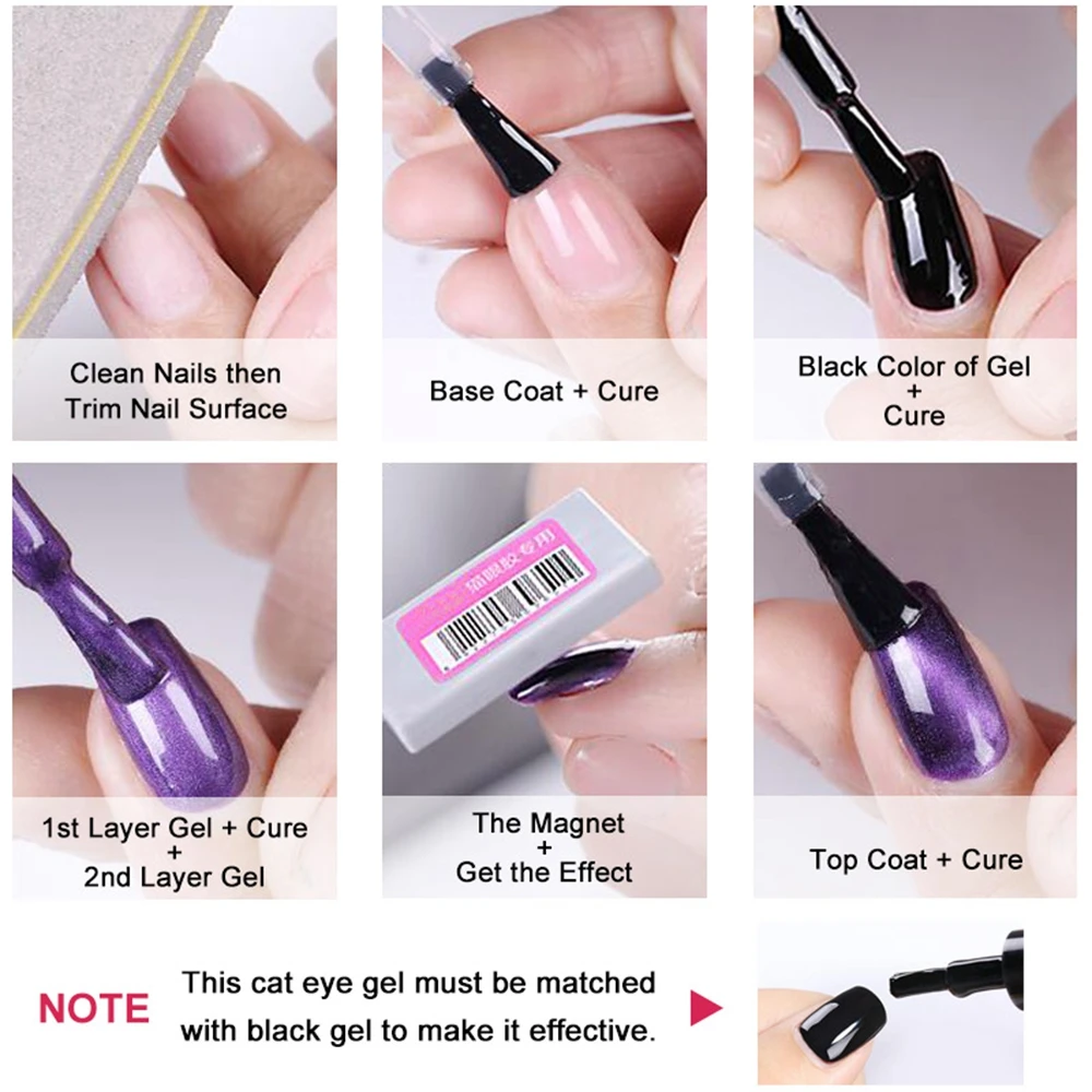 

18ml Cat Eye Magnetic Nail Gel Polish Acrylic Semi-permanent Classic Black Aurora Cat Eye Gel Polish with Magnet Stick