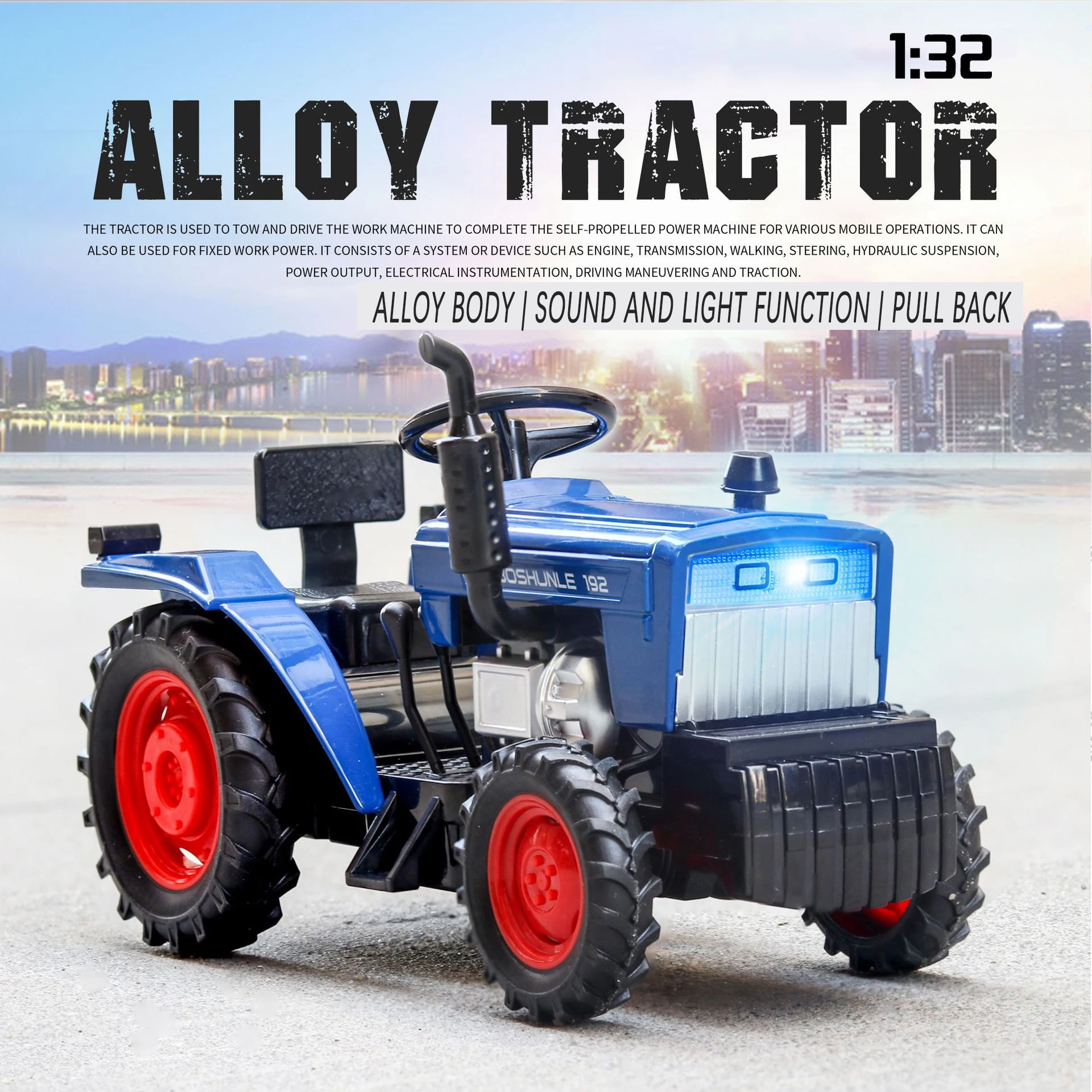 Neue 1:32 Diecast Miniatur Klassische Traktor Modell Blau Weihnachten Spielzeug Legierung Metall Auto für Jungen Sammlung Geburtstag Geschenke Kinder