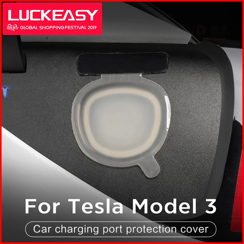 LUCKEASY автомобильный зарядный порт Защитная крышка для tesla модель 3- зарядный порт Пылезащитная заглушка белый/черный