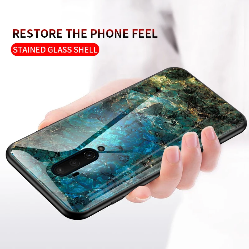 Роскошный Мраморный чехол из закаленного стекла для Oneplus 7 Pro 6 T Ультратонкий One Plus