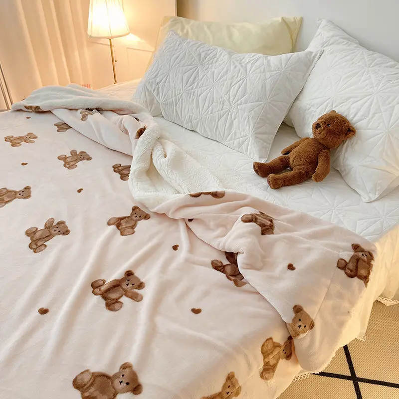 

Двойное одеяло из молочного кашемира, одеяло из ягненка и кашемира, бархатное утолщенное одеяло для сна в студенческом общежитии