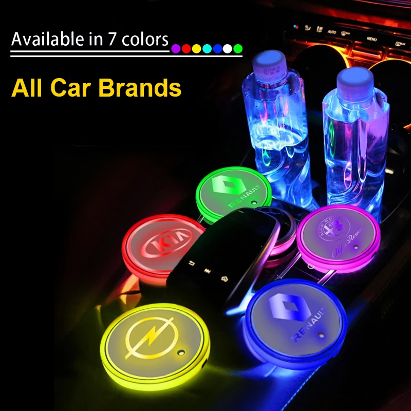 

1pcs Car Atmosphere Coaster LED Light Colorful Water Cup For Mitsubishi Asx Outlander xl 3 lancer Pajero 4 l200 EVO Auto Goods