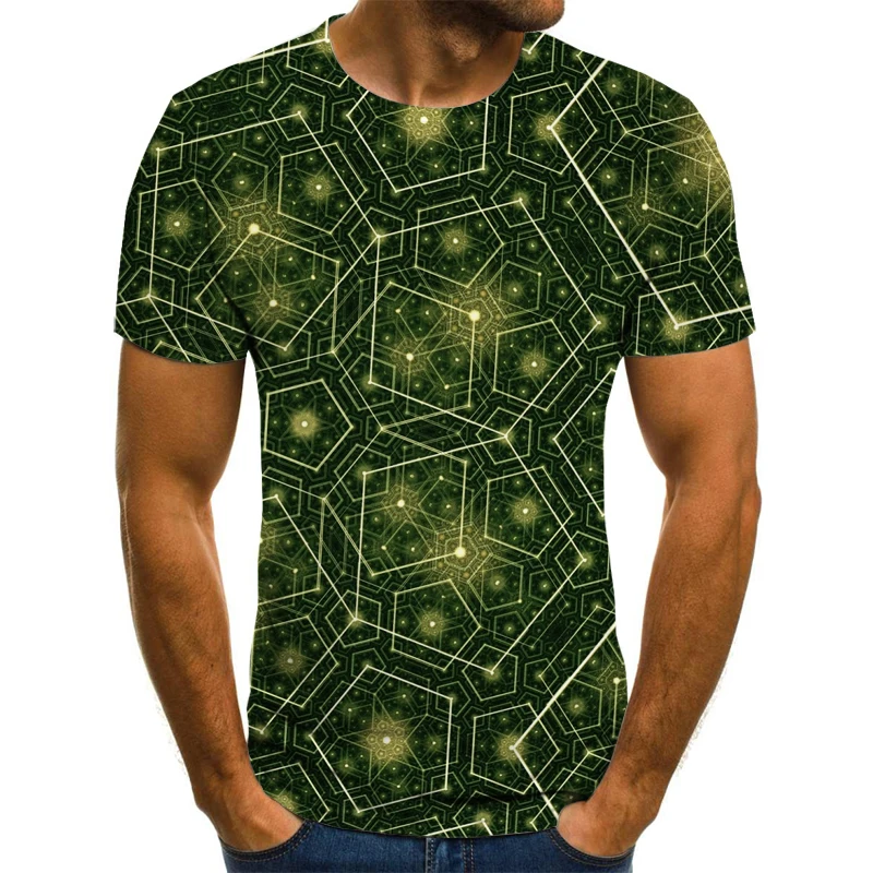 

2021 3D Dynamic Picture T-shirt Men's Printed Geometric T-shirt Summer T-shirt Breathable Top Tee Dizzy T-shirt