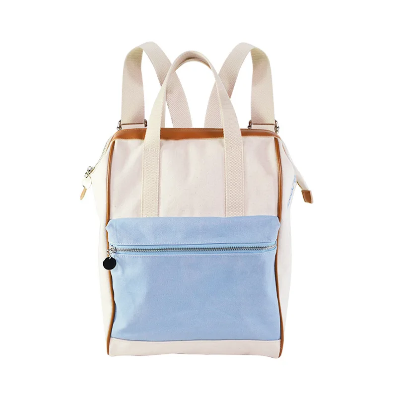 

Rakuten Same Style Backpack Embroidered Contrasting Color Canvas Backpack Customized Blue Letter Travel Backpack