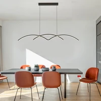 modern led linear chandelier lighting black gold nordic metal pendant light for kitchen living room dining tables home d%c3%a9cor