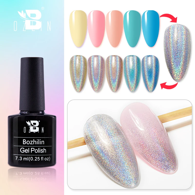 7 3 мл цветной гель отмачиваемый УФ голографический Гель лак для ногтей верхнее