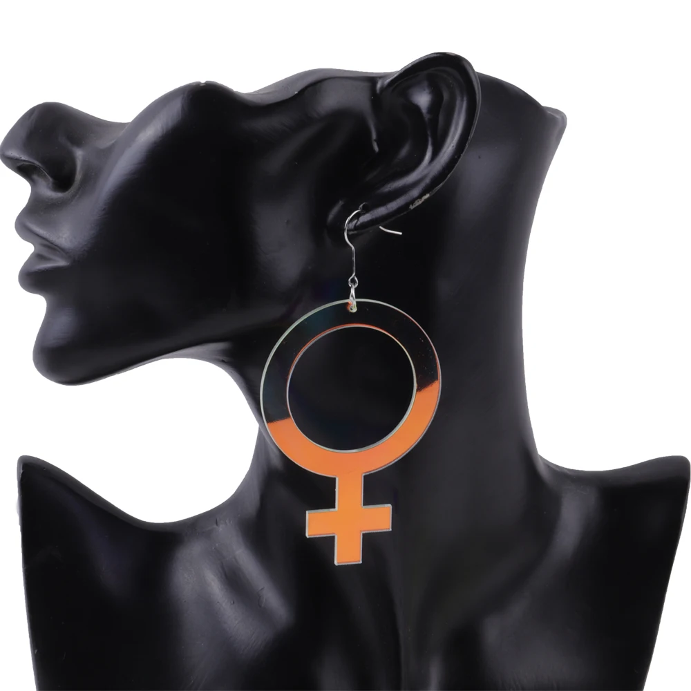 

Laser Color Gender Symbol Acrylic Drop Earrings For Women Girls Geometric Colorful Long Dangle Earrings Fashion Party Jewelry