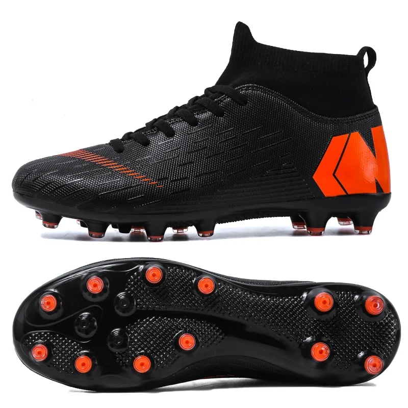 

Men's Soccer Shoes Size 35-45 High Ankle Cleats Teenager Breathable Sneakers Kids Grass Training FG / TF Antiskid Football Boots